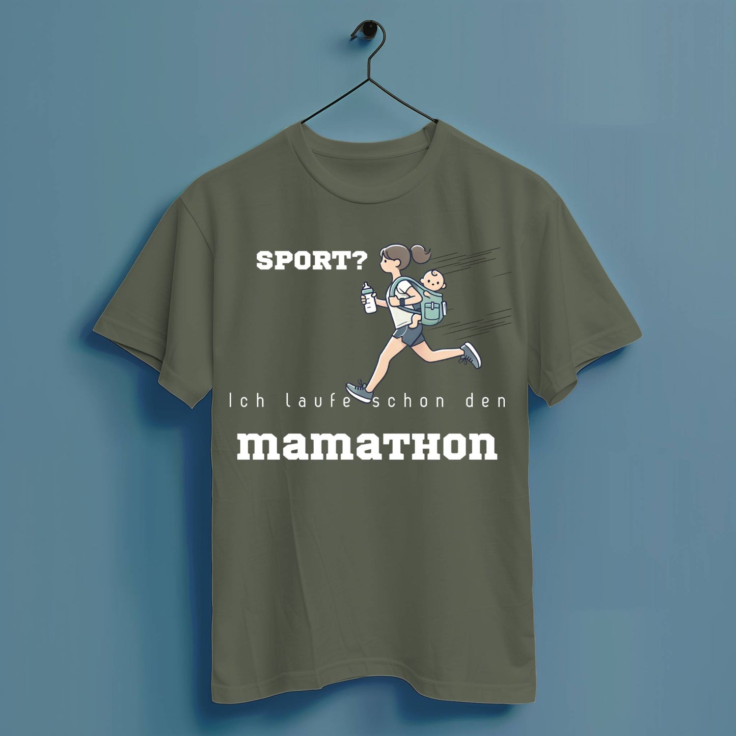 Sport? Ich laufe schon den Mamathon - Hochwertiges T-Shirt 100% Baumwolle