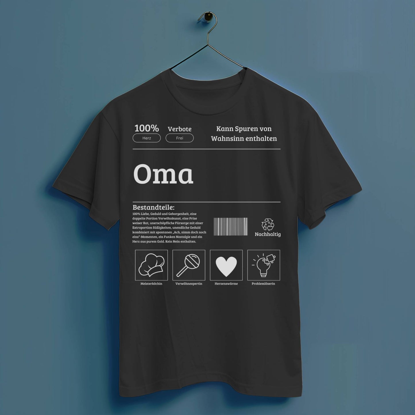 Oma Bestandteile - Hochwertiges T-Shirt 100% Baumwolle
