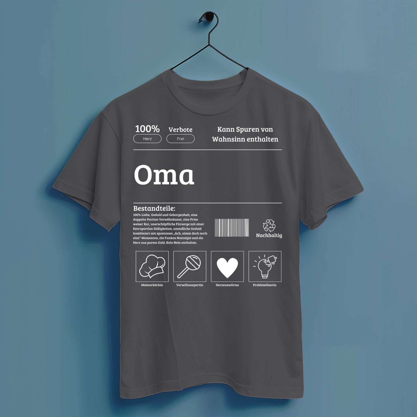 Oma Bestandteile - Hochwertiges T-Shirt 100% Baumwolle