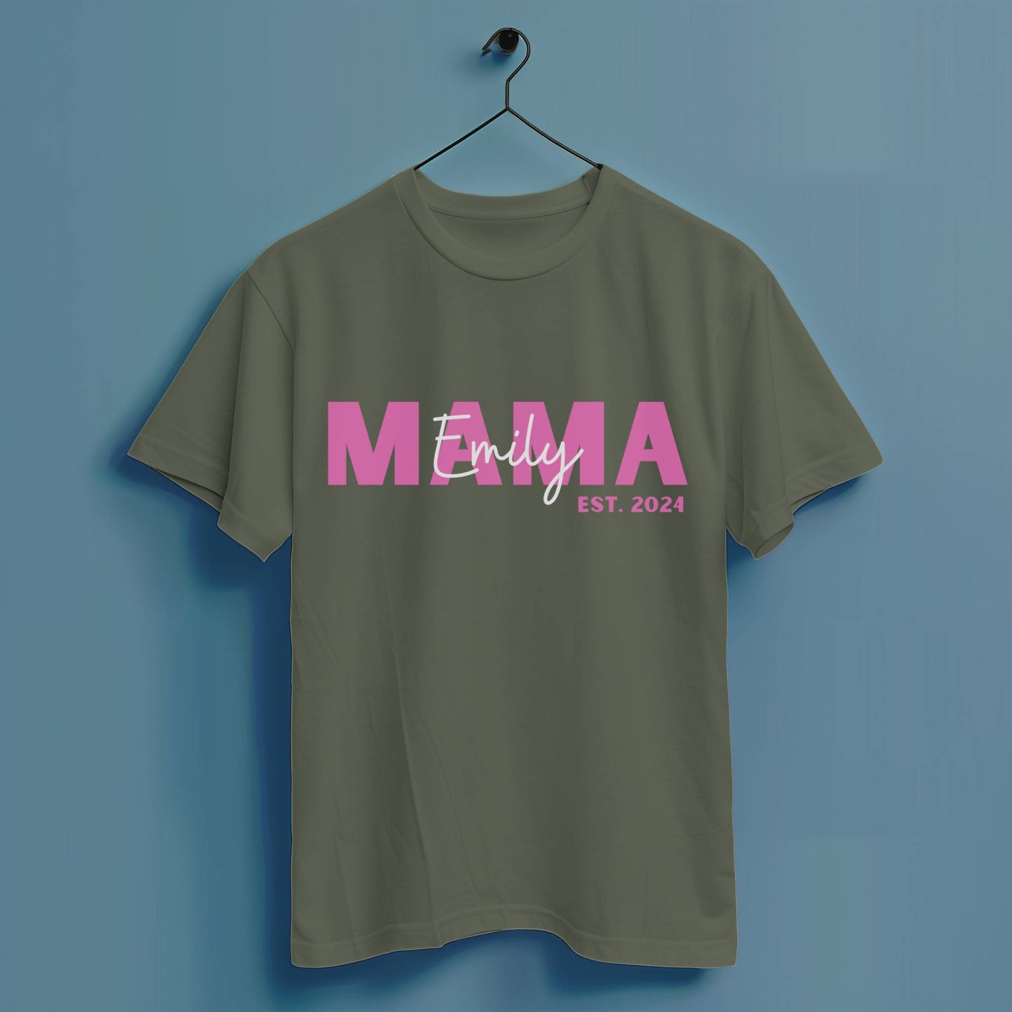 Mama Kind Name personalisiert - Hochwertiges T-Shirt 100% Baumwolle