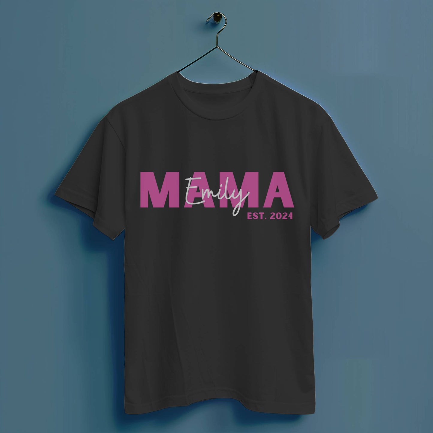 Mama Kind Name personalisiert - Hochwertiges T-Shirt 100% Baumwolle