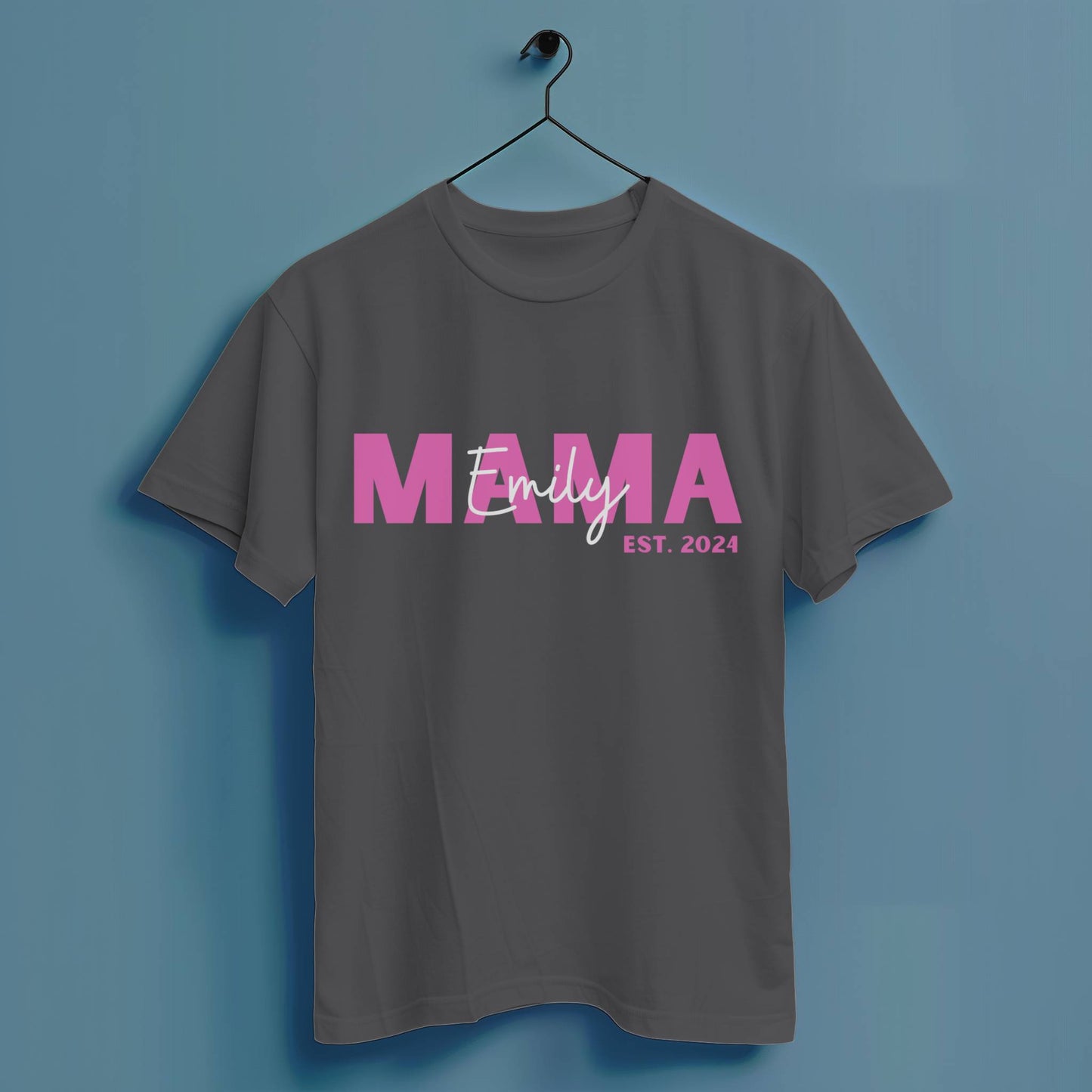 Mama Kind Name personalisiert - Hochwertiges T-Shirt 100% Baumwolle