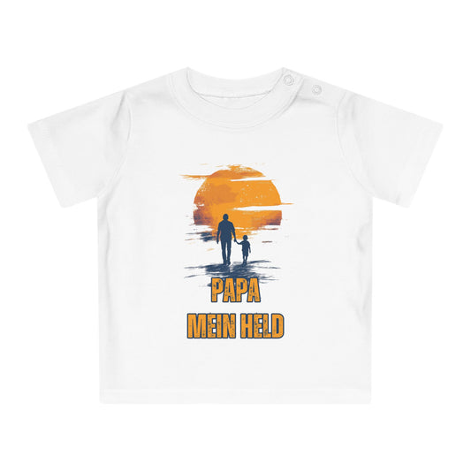 Papa, mein Held - Baby T-Shirt 100% Bio-Baumwolle