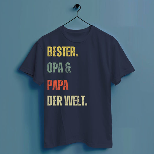 Bester Opa und Papa der Welt - Hochwertiges T-Shirt 100% Baumwolle
