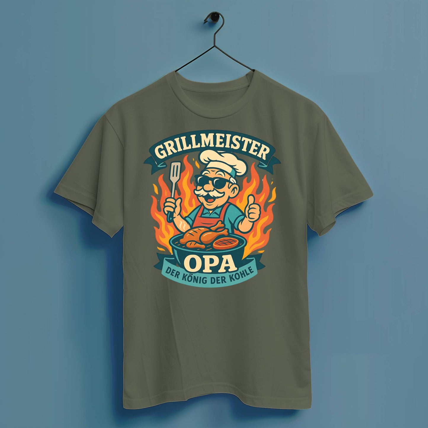 Grillmeister Opa, König der Kohle - Hochwertiges T-Shirt