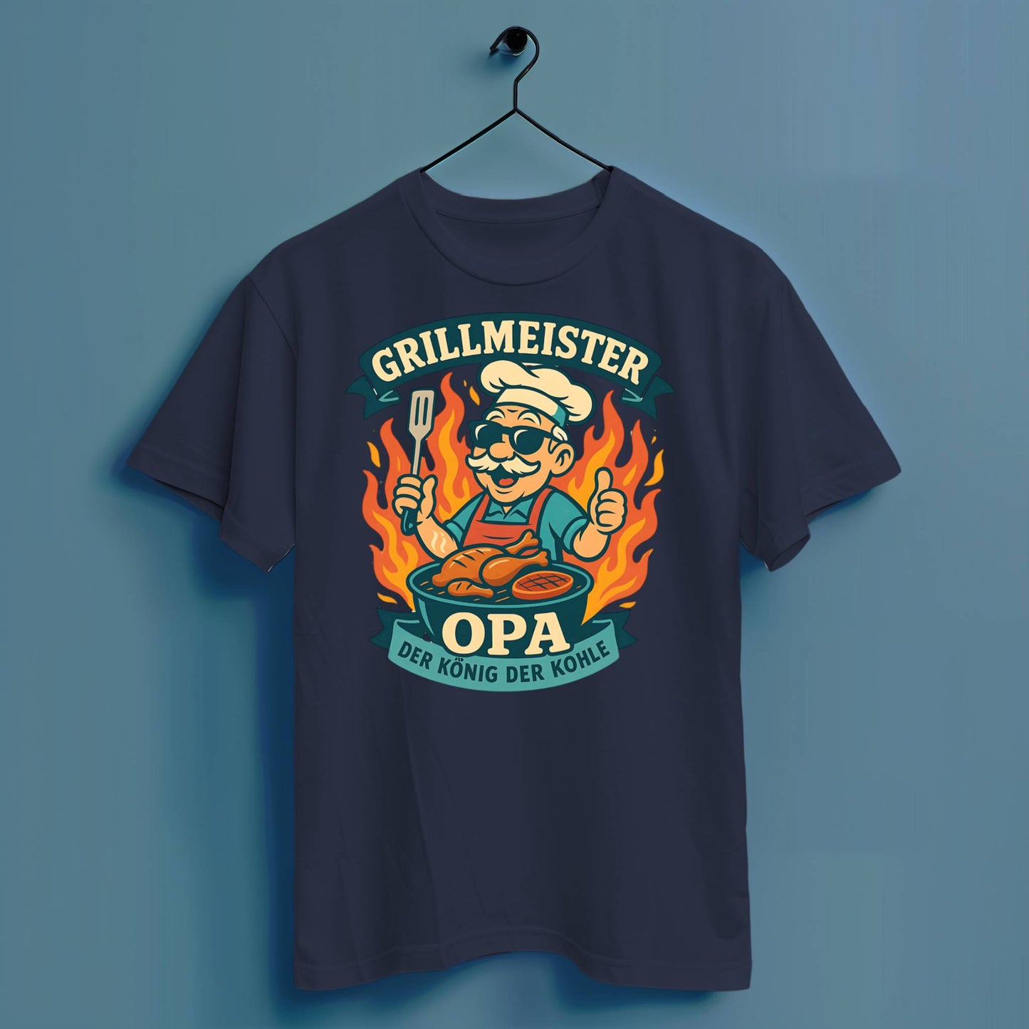Grillmeister Opa, König der Kohle - Hochwertiges T-Shirt