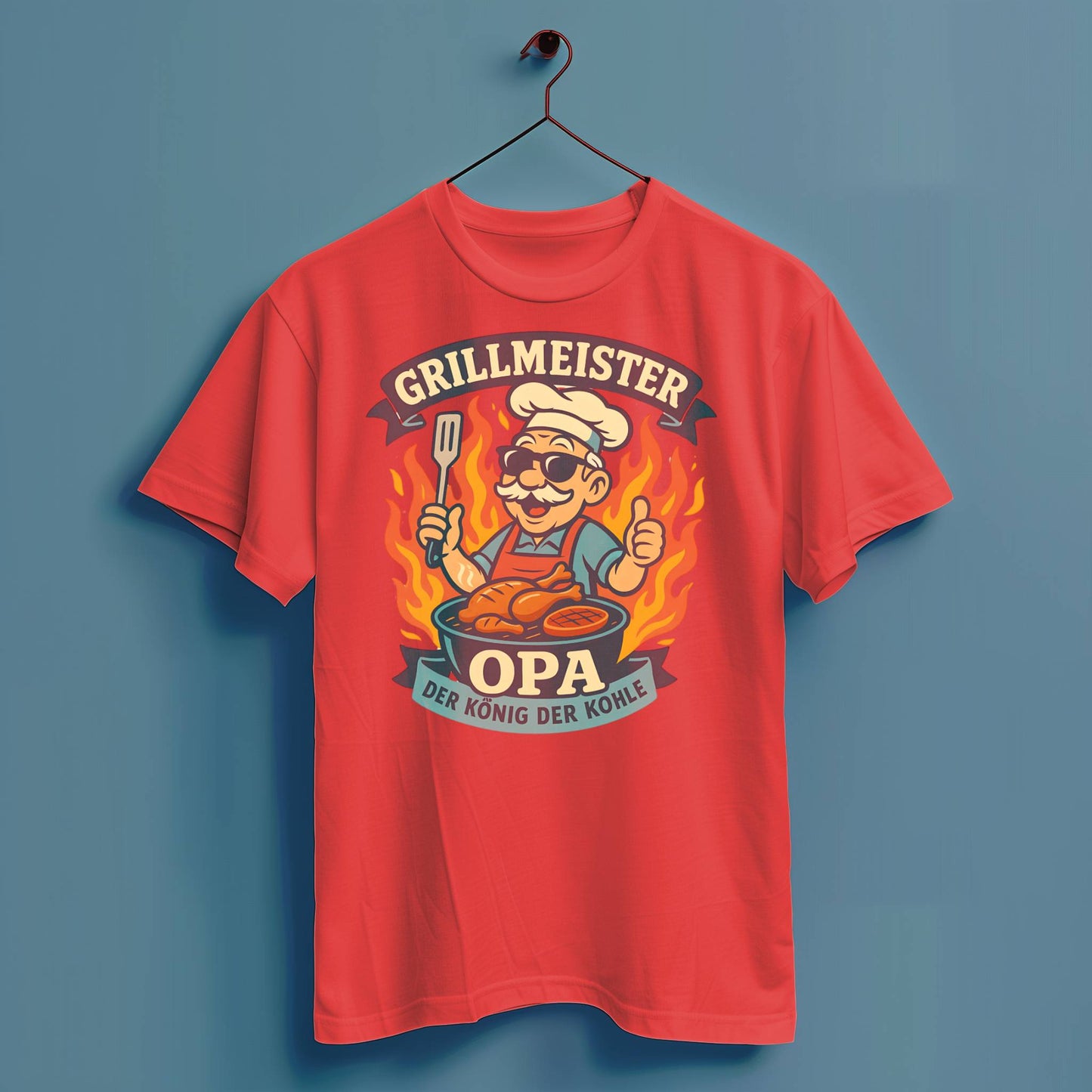 Grillmeister Opa, König der Kohle - Hochwertiges T-Shirt