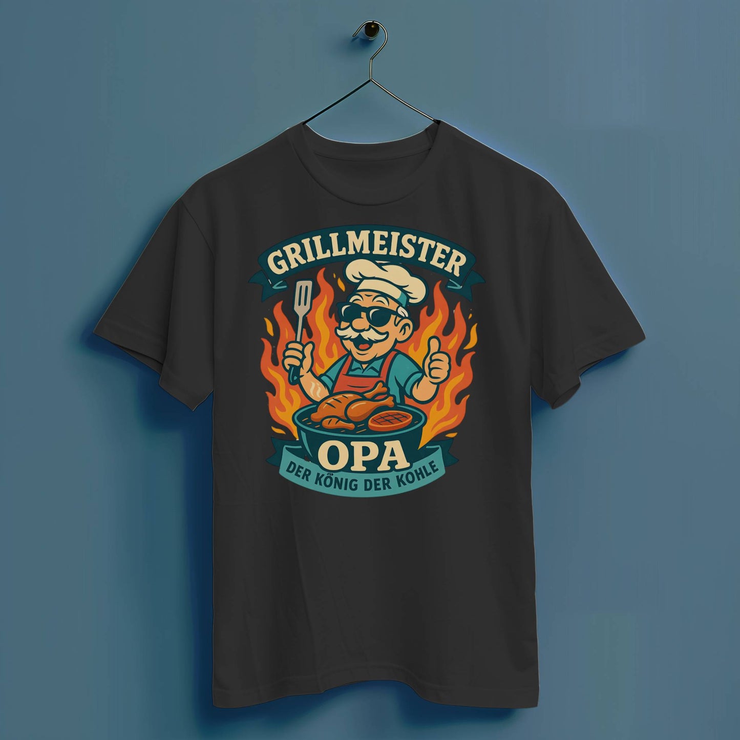 Grillmeister Opa, König der Kohle - Hochwertiges T-Shirt