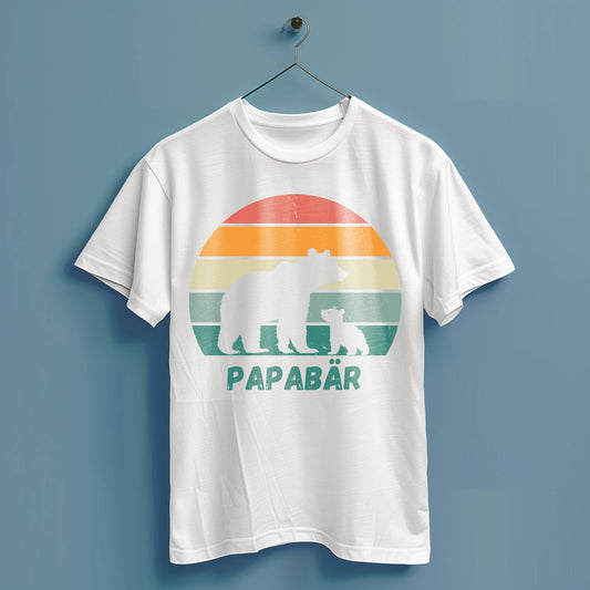 Papa Bär Retro - Hochwertiges T-Shirt 100% Baumwolle