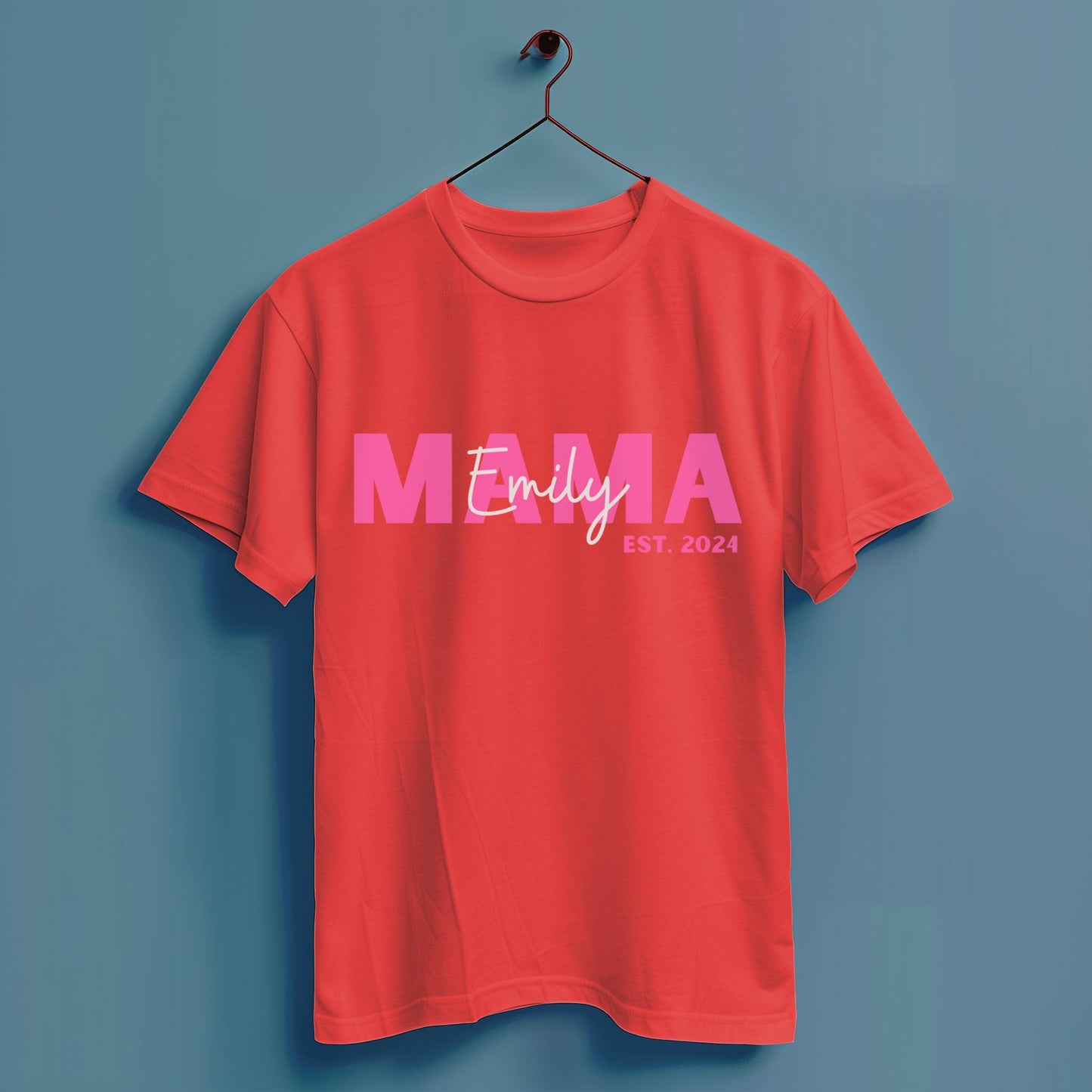 Mama Kind Name personalisiert - Hochwertiges T-Shirt 100% Baumwolle