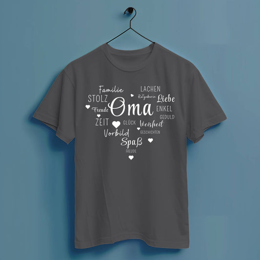 Oma Herz - Hochwertiges T-Shirt 100% Baumwolle