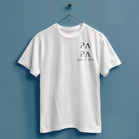 Papa Personalisierte Kinder Namen - Hochwertiges T-Shirt 100% Baumwolle