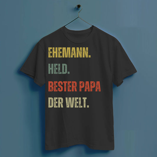 Ehemann. Held. Bester Papa der Welt - Hochwertiges T-Shirt 100% Baumwolle