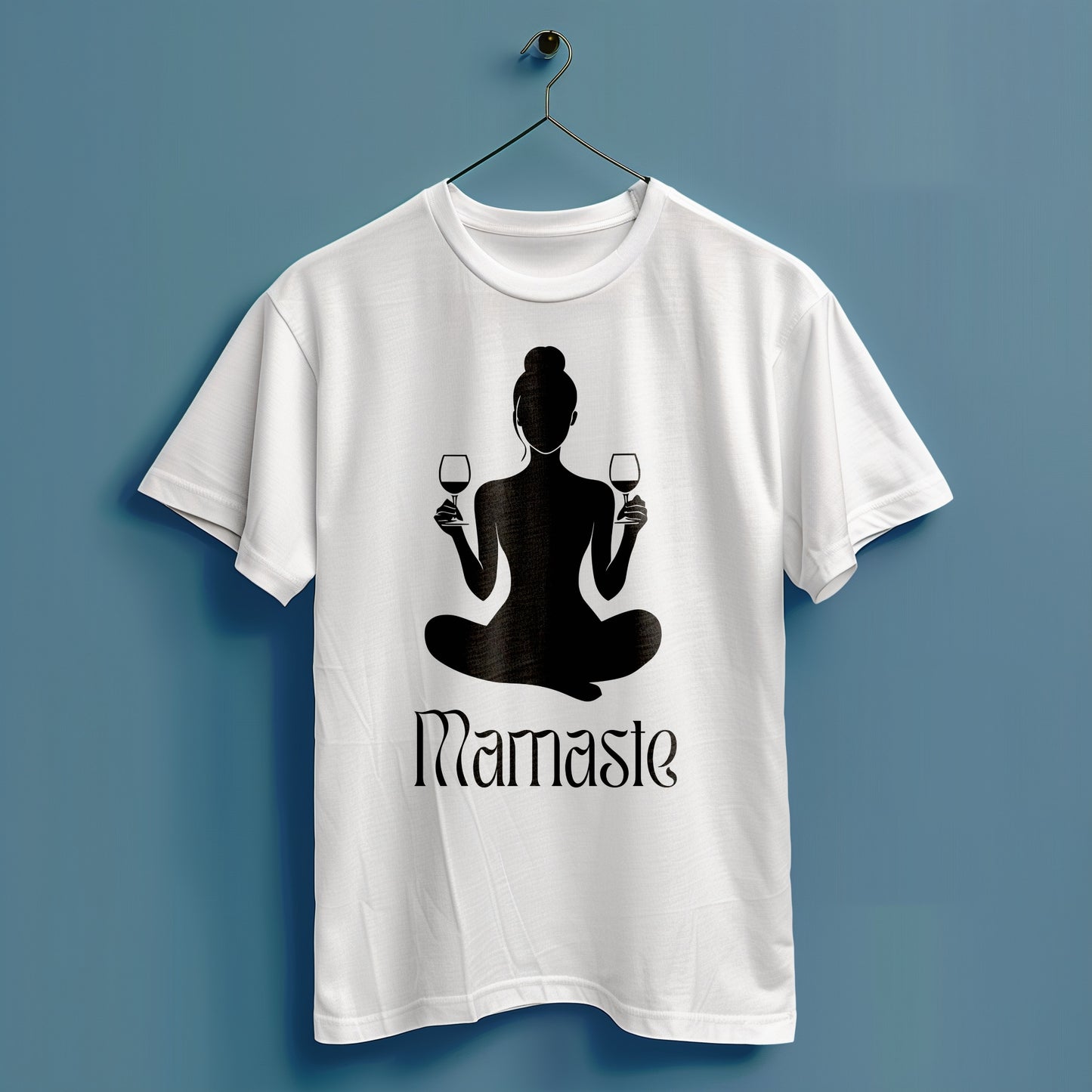 Mama Yoga Weinglas - Hochwertiges T-Shirt 100% Baumwolle