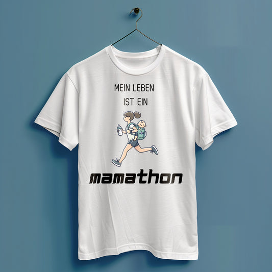 Leben ist ein Mamathon - Hochwertiges T-Shirt 100% Baumwolle