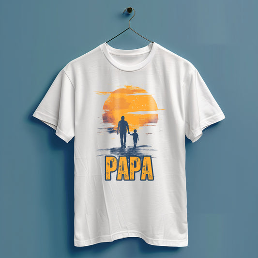 Papa Sohn Sonnenuntergang - Hochwertiges T-Shirt 100% Baumwolle