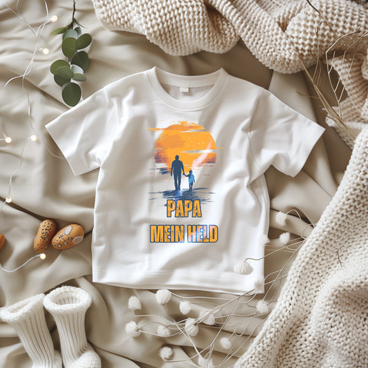 Papa, mein Held - Baby T-Shirt 100% Bio-Baumwolle