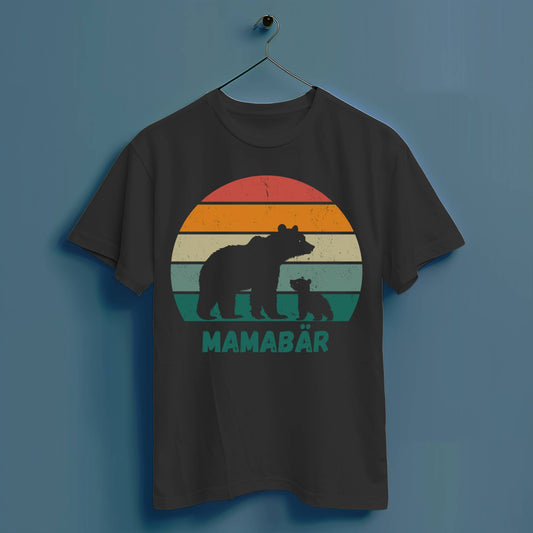 Mama Bär Retro - Hochwertiges T-Shirt 100% Baumwolle